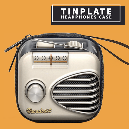 Vintage Radio Tinplate Headphones Case