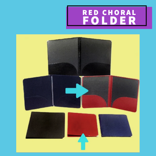 Red Choral Folder With Strings & Flat Pockets (22.8Cm X 30.4Cm) Musical Instruments Accessories