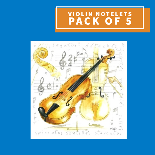 Notelets/Cards - Violin Design (Pack Of 5) Giftware