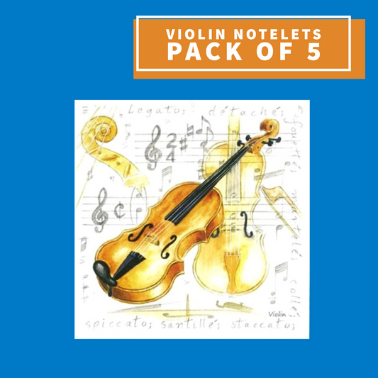 Notelets/Cards  - Violin Design (Pack Of 5)