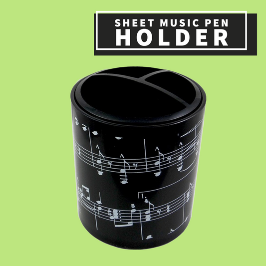 Round Plastic Pen Holder - Music Notes Design