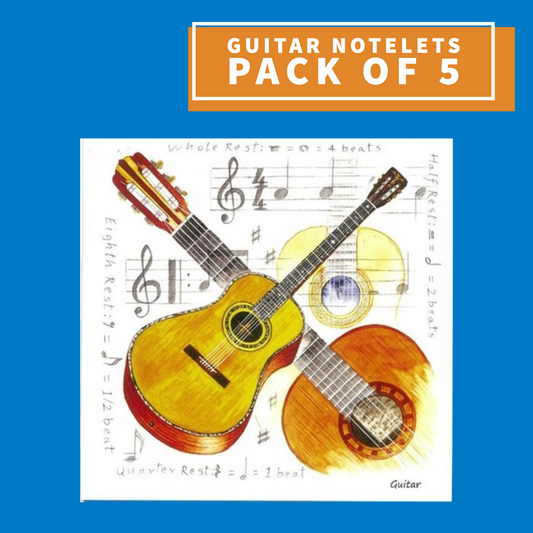 Notelets/Cards - Acoustic Guitar Design (Pack Of 5)