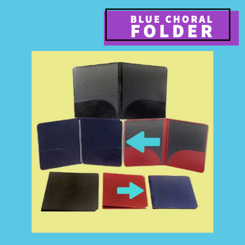 Blue Choral Folder With Strings & Flat Pockets (22.8Cm X 30.4Cm) Musical Instruments Accessories