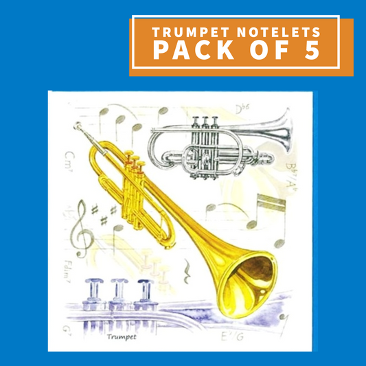 Notelets/Cards - Trumpet Design (Pack Of 5) Giftware