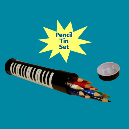 12 Colour Music Print Pencils In Keys Designed Tin