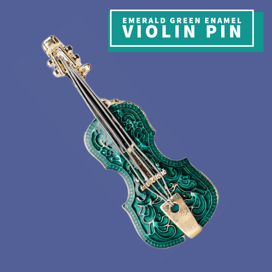 Emerald Green Violin Enamel Pin