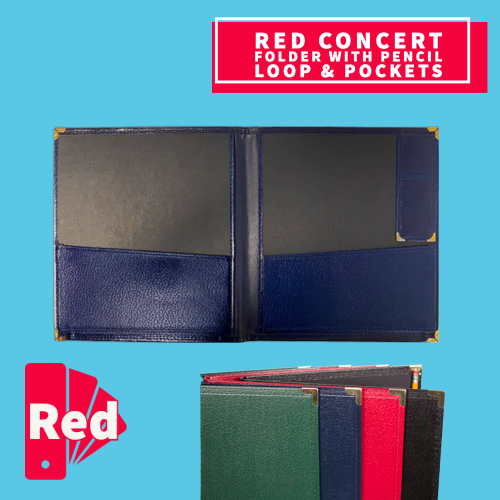 Red Concert Folder With Pencil Loop & Storage Pockets (30.4Cm X 35.5Cm) Musical Instruments