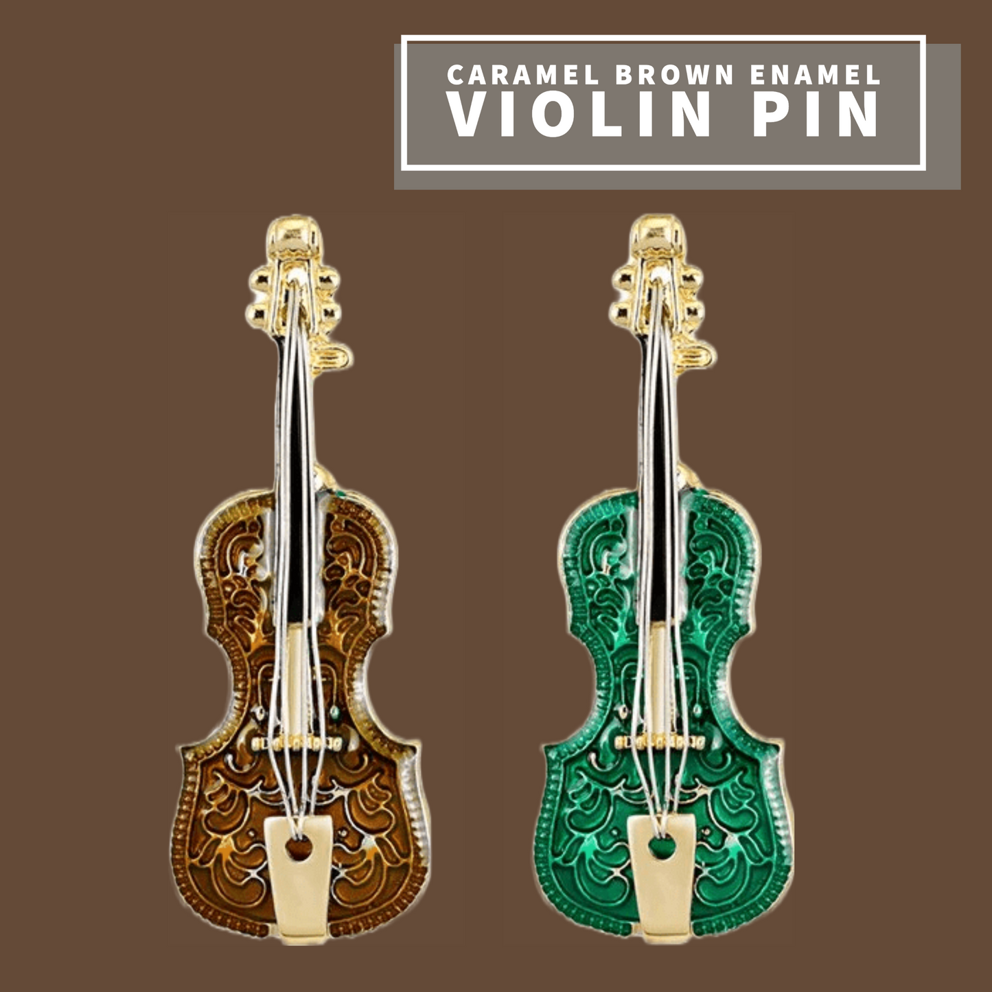 Caramel Brown Violin Enamel Pin