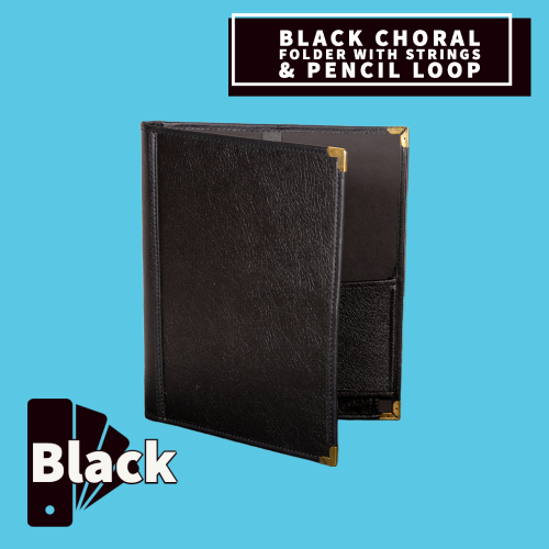 Black Choral Folder With Strings And Pencil Loop (22.8Cm X 30.4Cm) Musical Instruments & Accessories