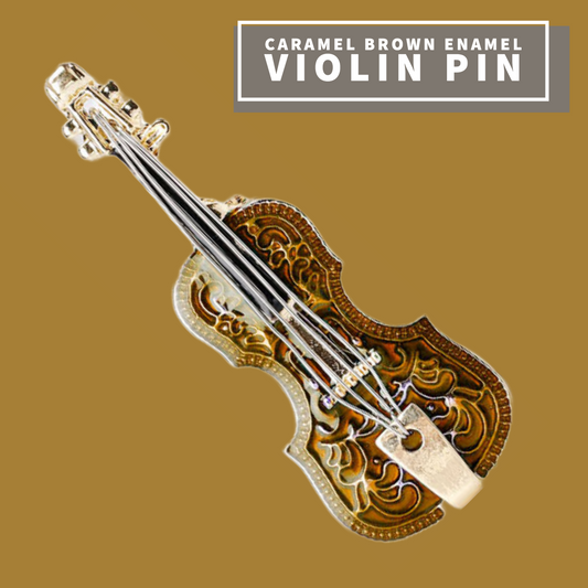 Caramel Brown Violin Enamel Pin