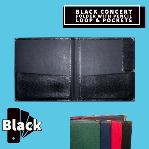 Black Concert Folder With Pencil Loop & Storage Pockets (30.4Cm X 35.5Cm) Musical Instruments