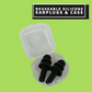 Reusable Black Silicone Earplugs With Protective Hard Case (3 Sets)