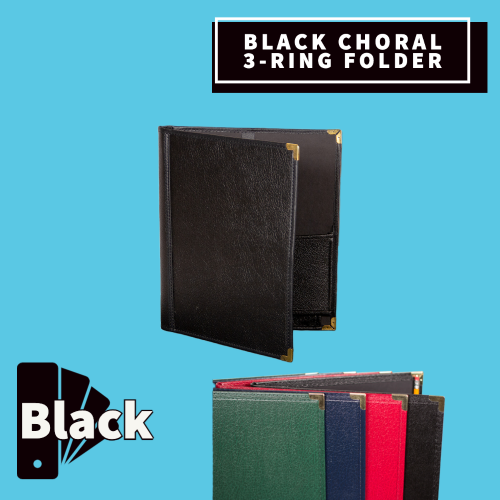 Black Choral 3-Ring Folder With Expanding Pockets And Pencil Loop (22.8Cm X 30.4Cm) Musical