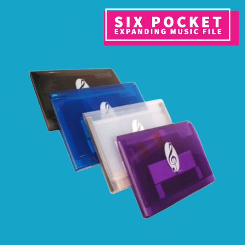 Six Pocket Expanding Music File - G Clef Design (Assorted Colours) Musical Instruments & Accessories
