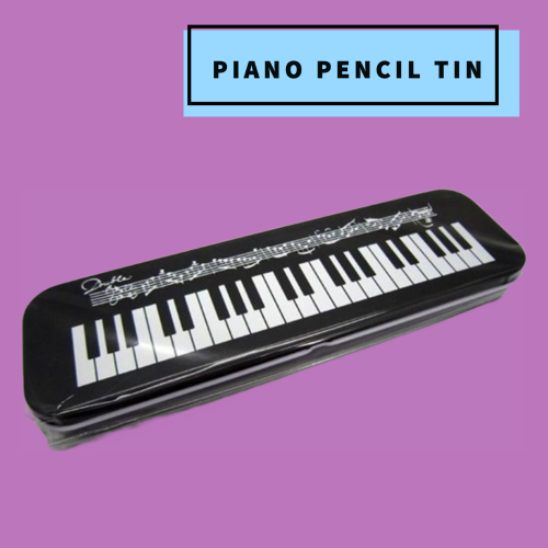 Black Piano/Keyboard Design Tin Pencil Case For Students And Teachers Giftware