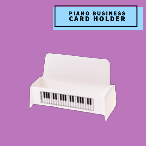 White Business Card Holder - Piano/Keyboard Design Giftware