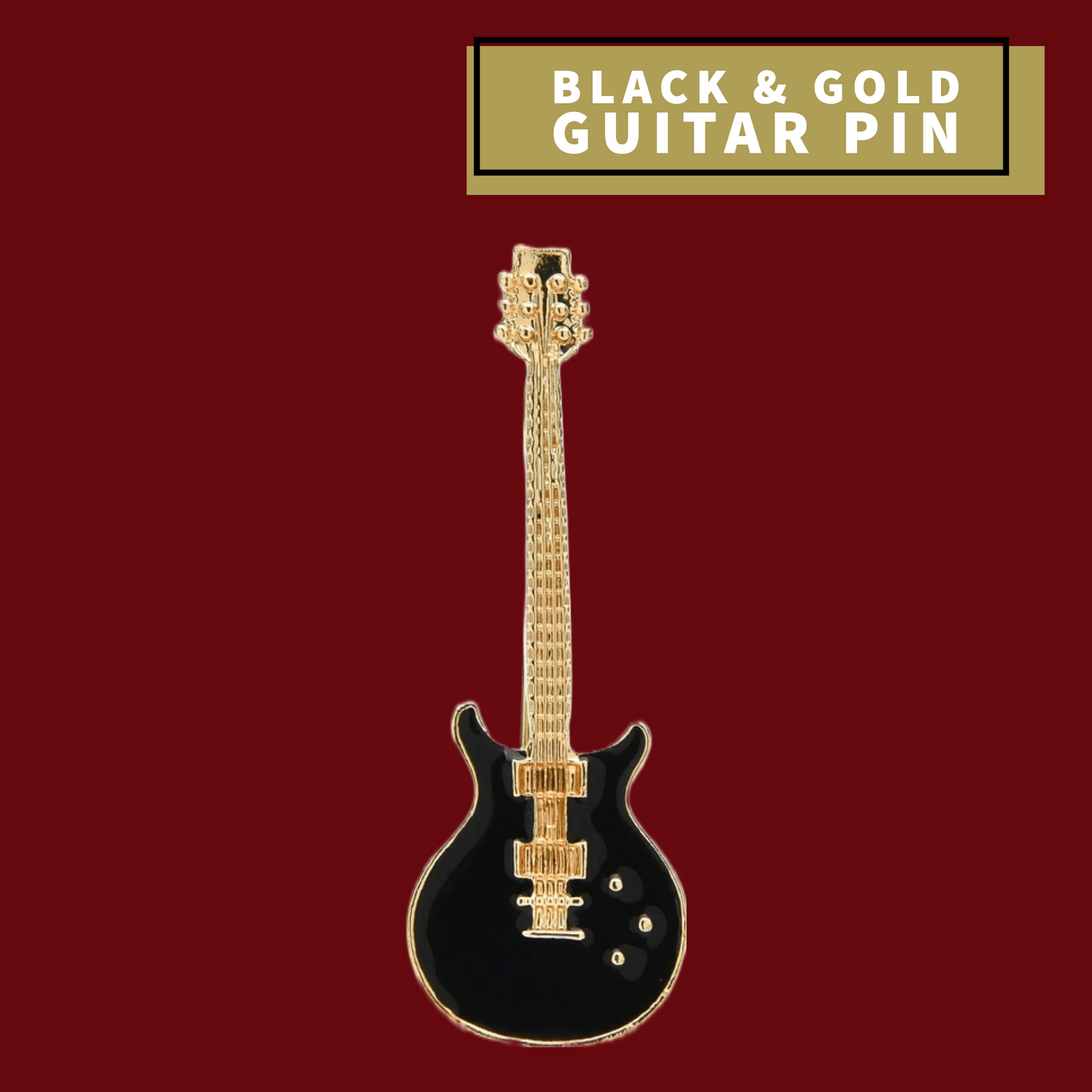 PRS Style Guitar Enamel Pin (Black and Gold)