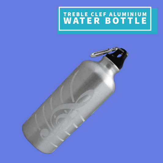 Silver Aluminium Treble Clef Water Bottle Giftware