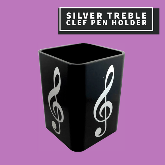 Silver Treble Clef Square Pen Holder