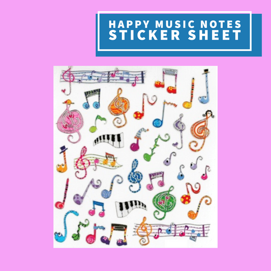 Happy Music Notes Sticker Sheet Giftware