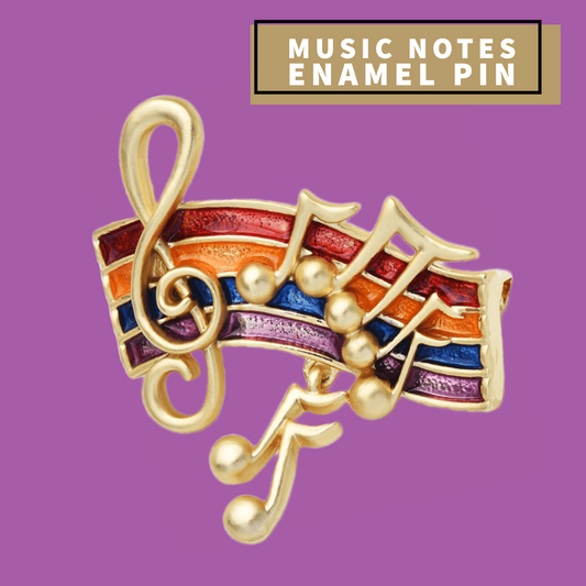 Music Notes & Colourful Staff Enamel Pin