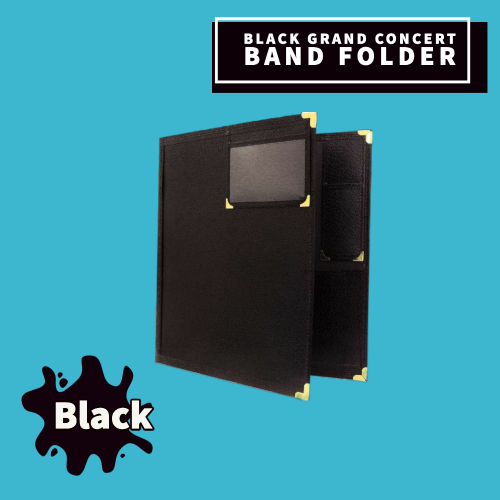 Black Grand Concert Band Folder With Pencil Pocket & Front Window (30.4Cm X 35.5Cm) Musical