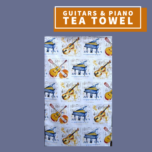 Guitar & Grand Piano Tea Towel