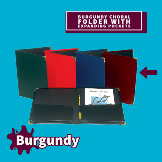 Burgundy Choral Folder with Expanding Pockets & Pencil Loop (22.8cm x 30.5cm)