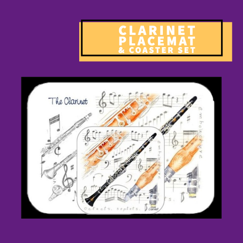 Placemat And Coaster Set - Clarinet Design