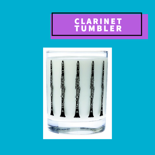 Clarinet Themed Tumbler Glass Giftware