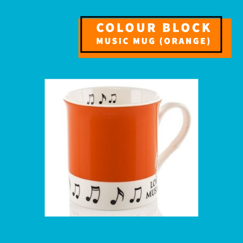 Colour Block Music Mug - Orange Giftware