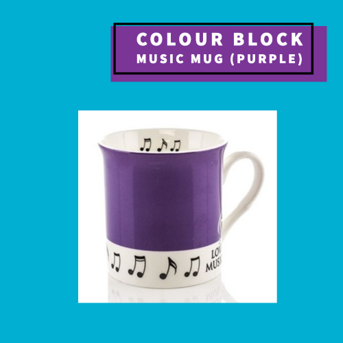 Colour Block Music Mug - Purple Giftware
