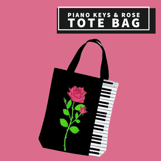 Piano Keys & Rose Tote Bag Giftware