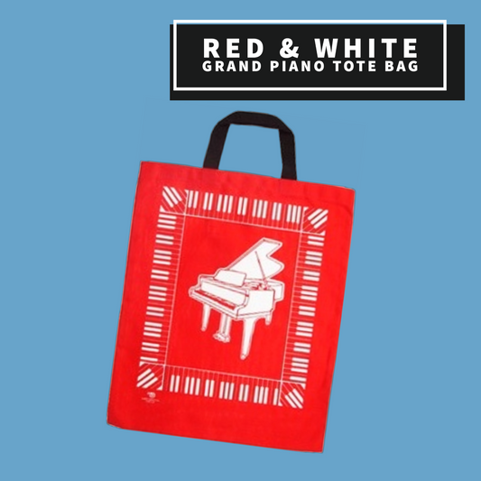 Red & White Grand Piano Tote Bag Giftware