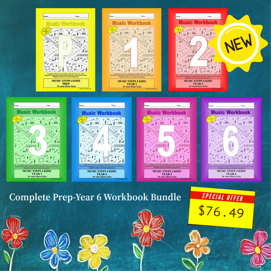 Music Stepz 4 Kidz - Prep to Year 6 Student Music Workbook Bundle (NEW)