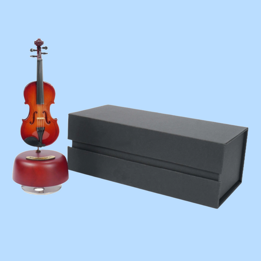 Wooden Music Box with Miniature Violin – Plays 'The Blue Danube'