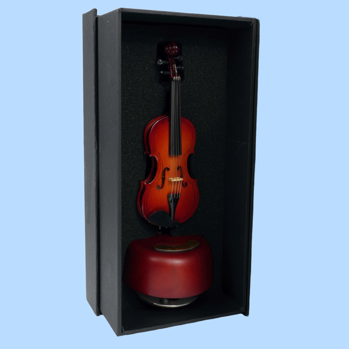 Wooden Music Box with Miniature Violin – Plays 'The Blue Danube'