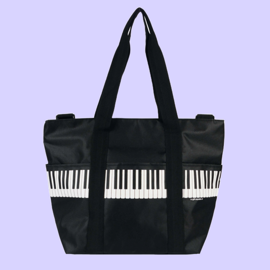 Shoulder Bag - Black with White Keyboard with Black Straps