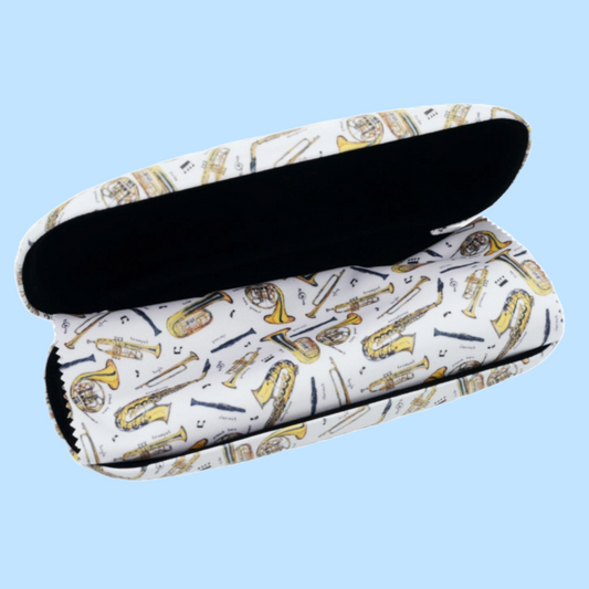 Glasses Case with Brass Music Instruments with Matching Microfibre Cloth