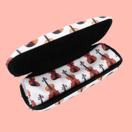 Glasses Case with Violin Design with Matching Microfibre Cloth