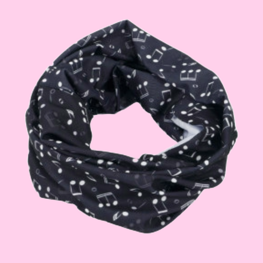 Loop Scarf White with Black Music Notes