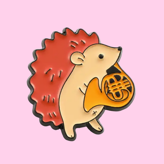 Hedgehog French Horn - Enamel Pin