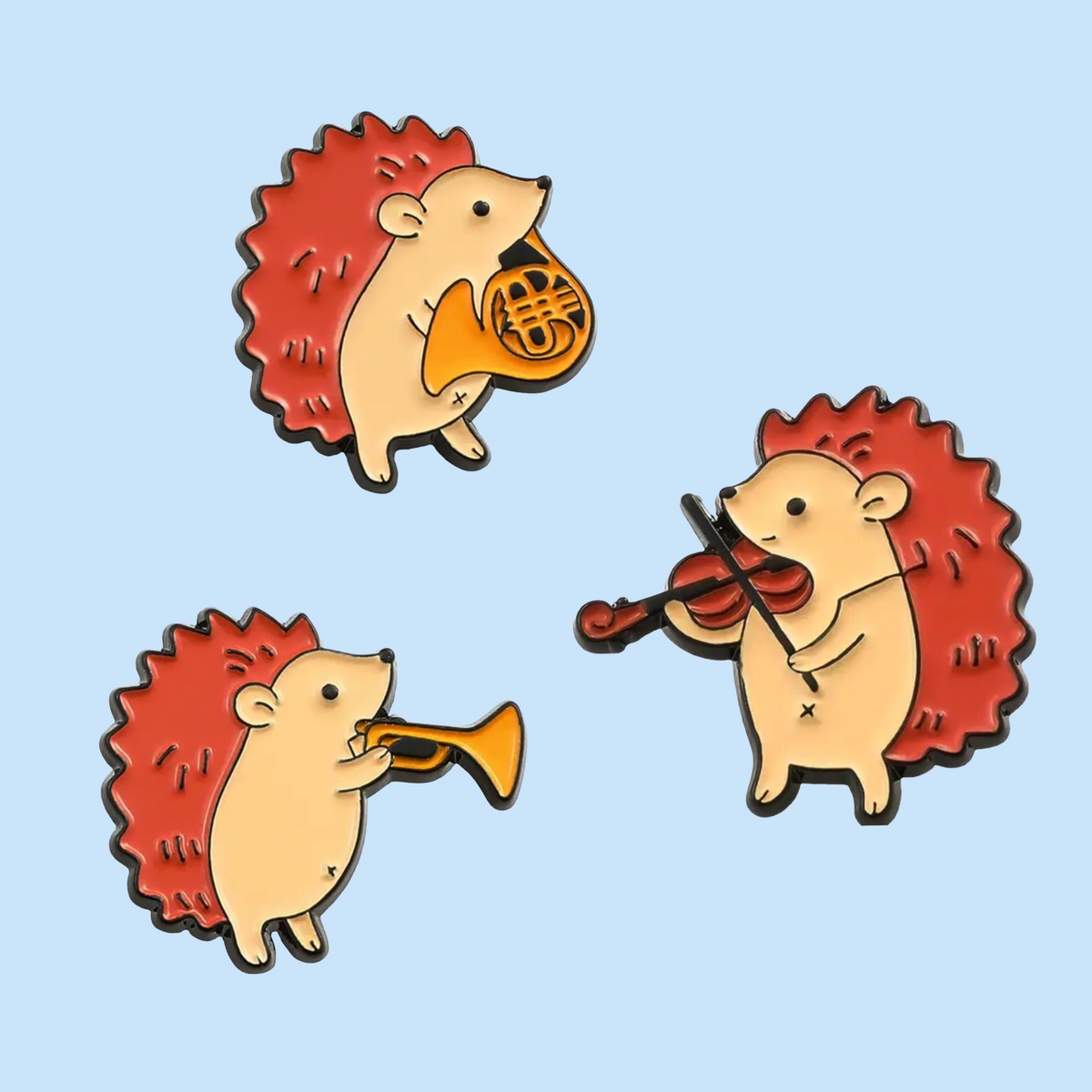 Hedgehog Prickly Players Trio - Enamel Pins (3 Pin Set)