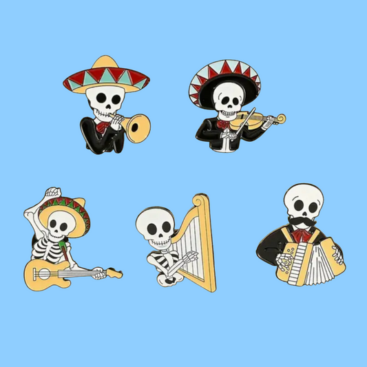 Mariachi Skeleton Band - Enamel Pin Set (5 pins)
