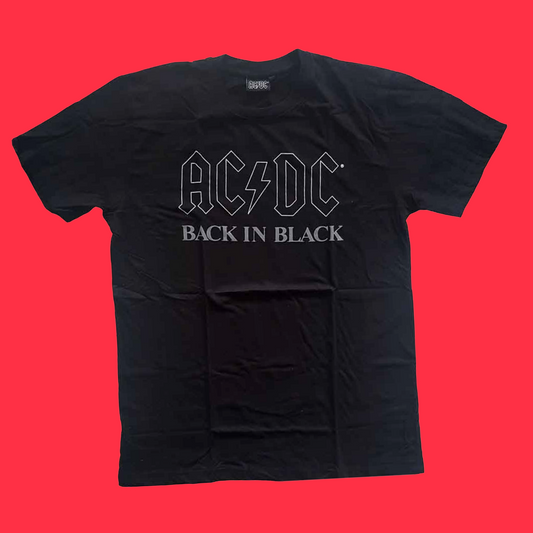 ACDC - Black in Black Logo T-Shirt (Small - XXL) - 100% Cotton