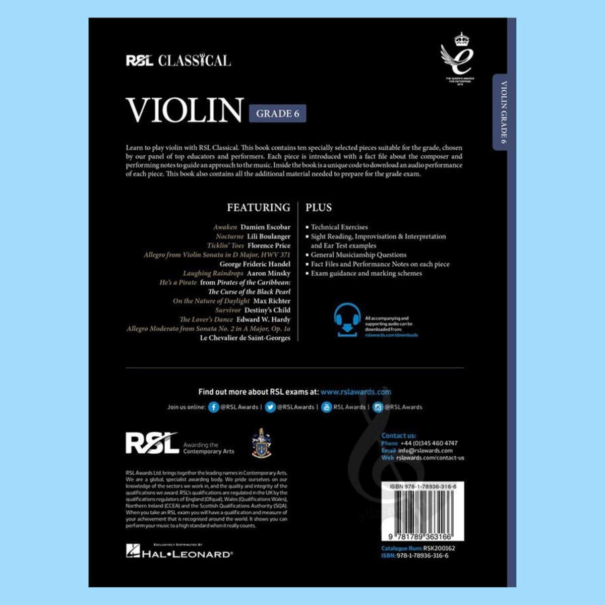 RSL Classical Violin Grade 6 Book (2021+)