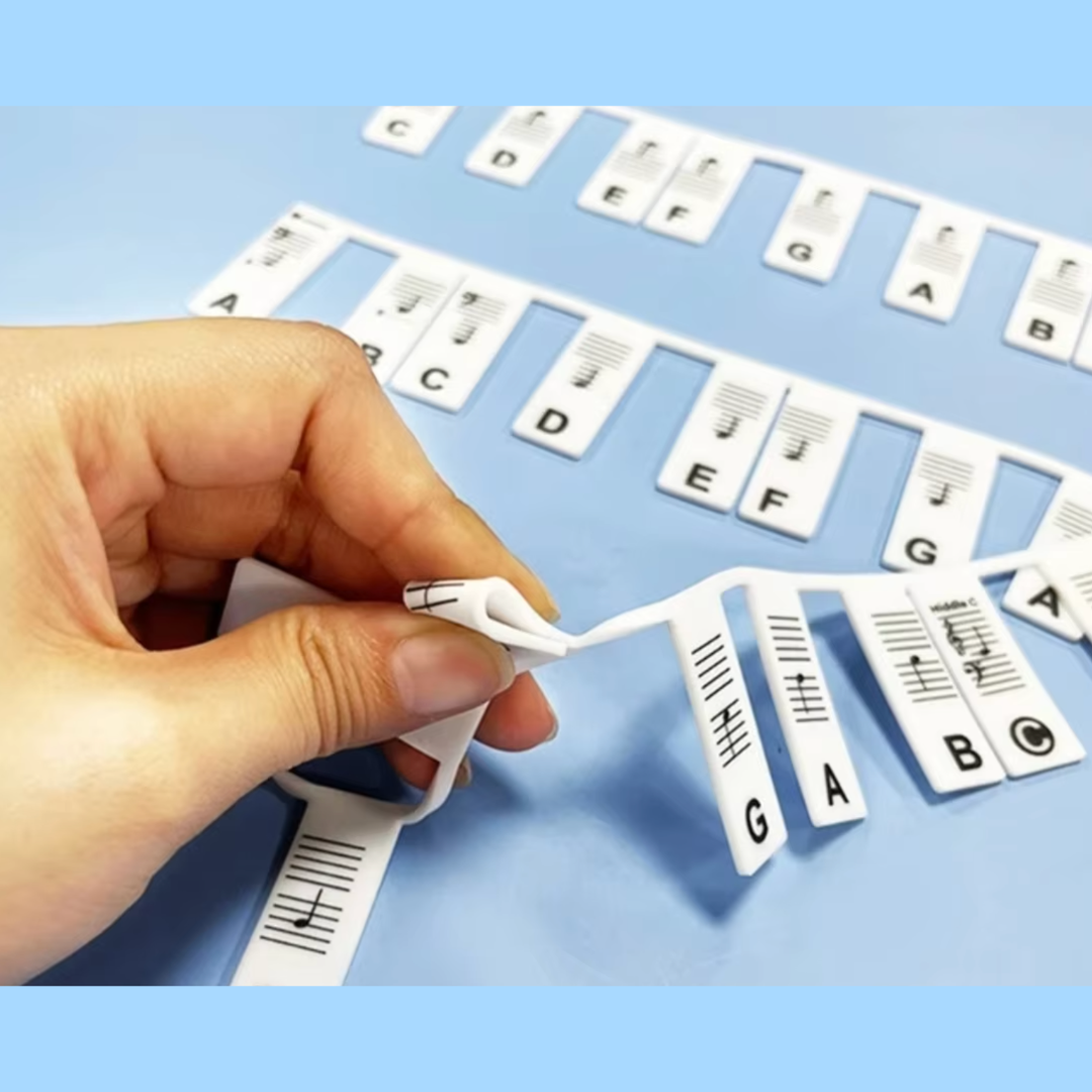 Removable Silicone Piano Keyboard Note Labels Black - 61 Key (For Beginners)