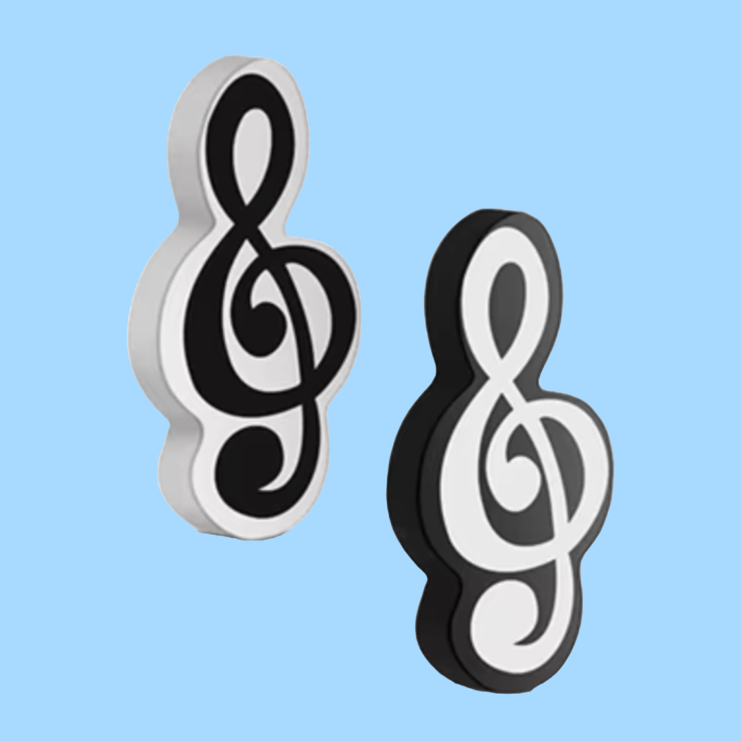 Black & White Musical Pencils - 6 Pack with Treble Clef Eraser