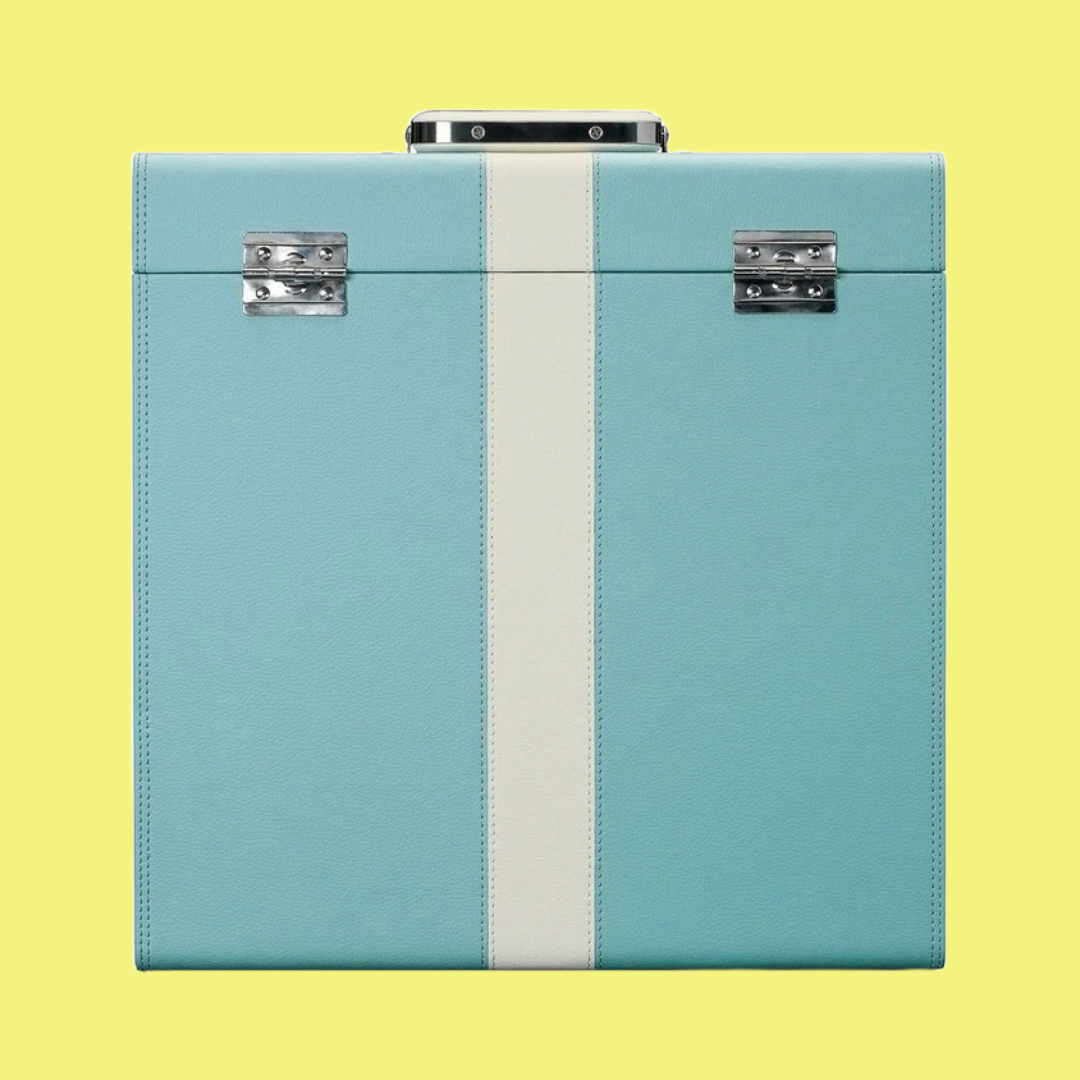 Vintage Style 25 LP Storage Case - Baby Blue and White