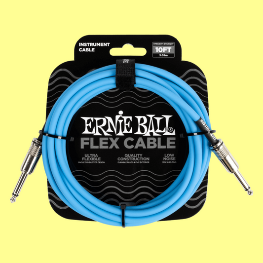 Ernie Ball Flex Instrument Cable Straight/Straight (10ft in Blue)